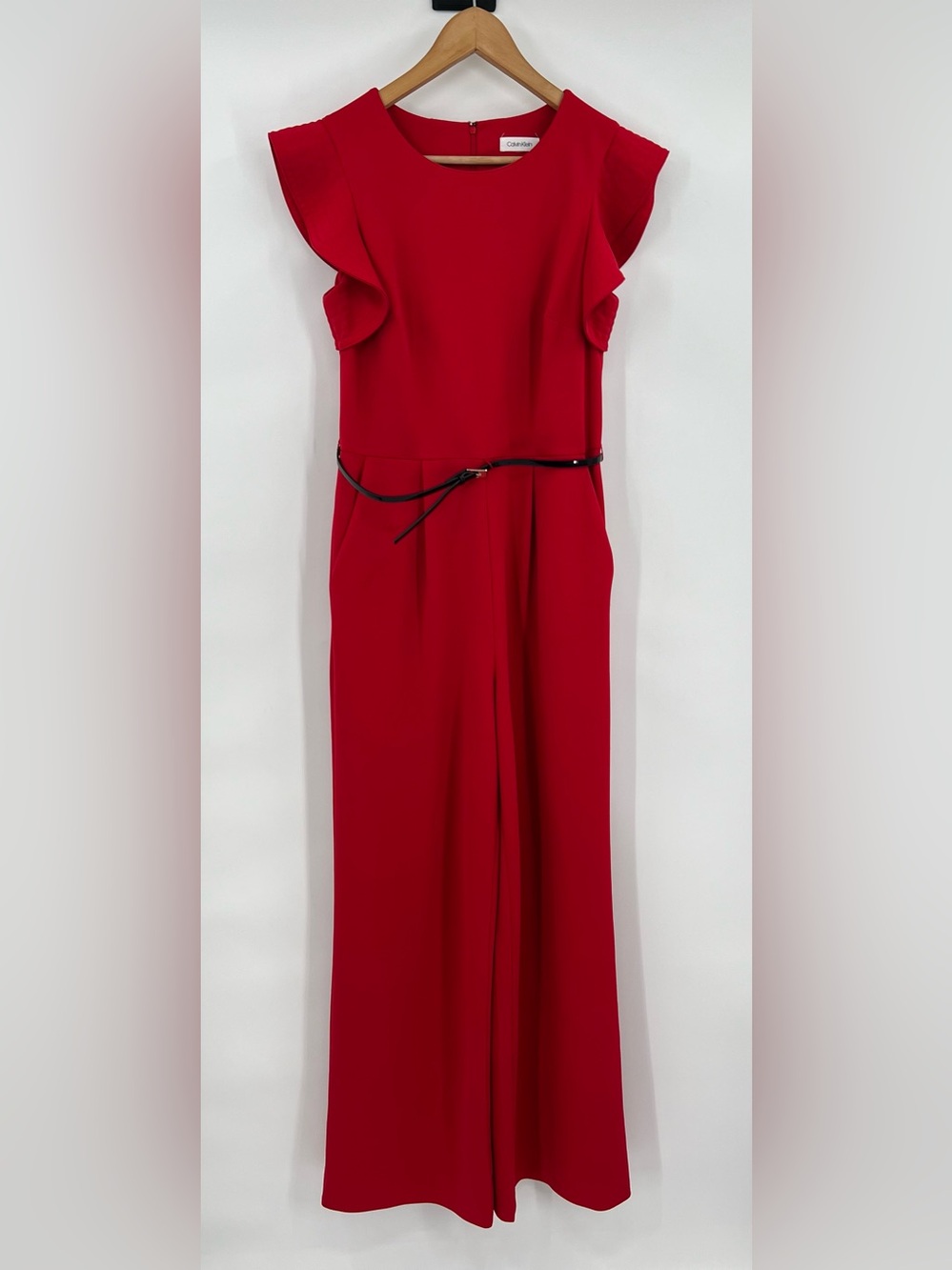 Red flutter sleeve wide leg jumpsuit 8 wedding guest formal dinner cocktail - Picture 2 of 14